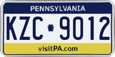 PA license plate KZC9012