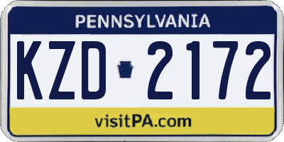 PA license plate KZD2172