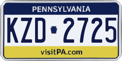 PA license plate KZD2725