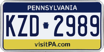 PA license plate KZD2989