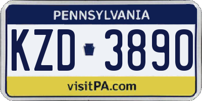 PA license plate KZD3890