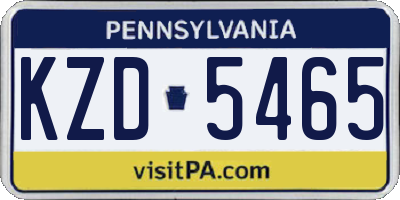 PA license plate KZD5465