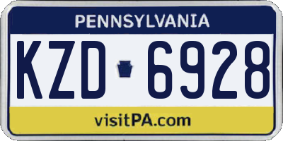 PA license plate KZD6928