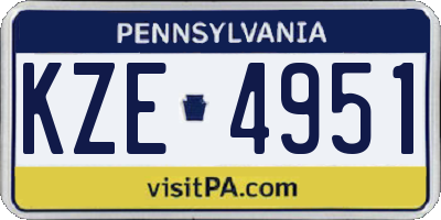 PA license plate KZE4951