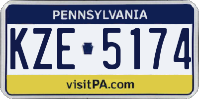 PA license plate KZE5174