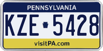 PA license plate KZE5428