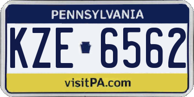 PA license plate KZE6562