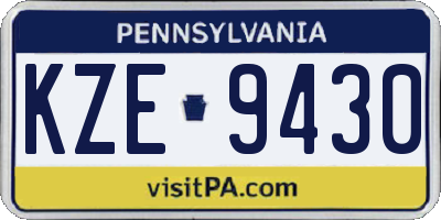 PA license plate KZE9430