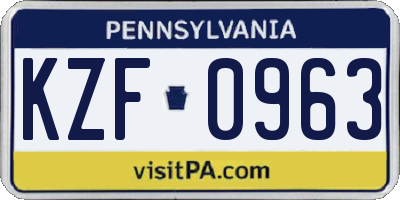 PA license plate KZF0963