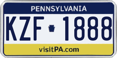 PA license plate KZF1888