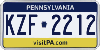 PA license plate KZF2212