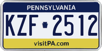 PA license plate KZF2512