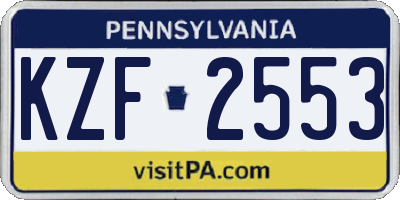 PA license plate KZF2553