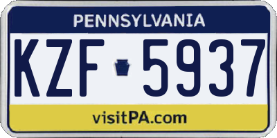 PA license plate KZF5937