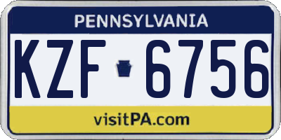 PA license plate KZF6756