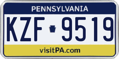 PA license plate KZF9519
