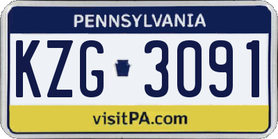 PA license plate KZG3091