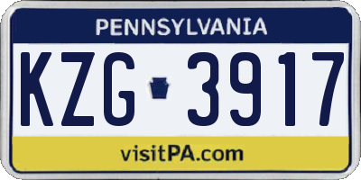 PA license plate KZG3917