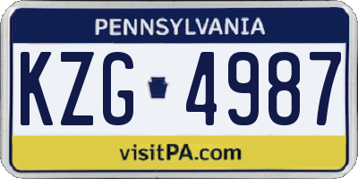 PA license plate KZG4987