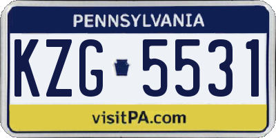 PA license plate KZG5531