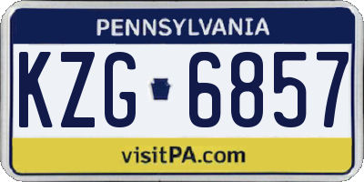 PA license plate KZG6857