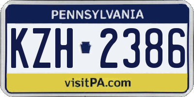 PA license plate KZH2386