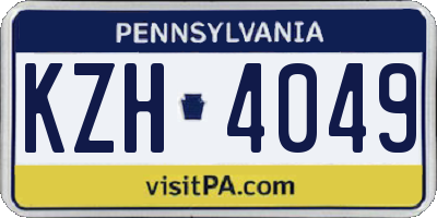 PA license plate KZH4049