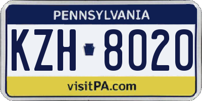 PA license plate KZH8020