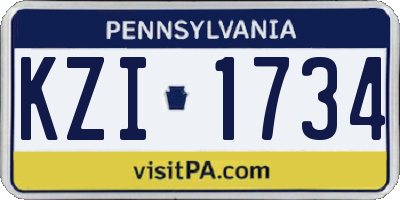 PA license plate KZI1734