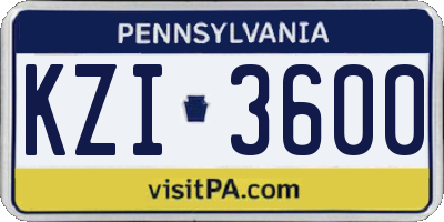 PA license plate KZI3600