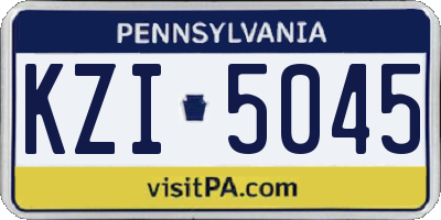PA license plate KZI5045