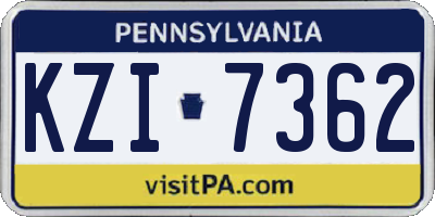 PA license plate KZI7362
