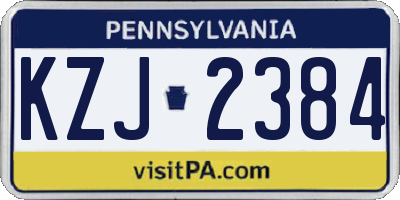 PA license plate KZJ2384