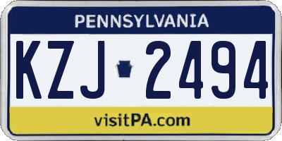 PA license plate KZJ2494