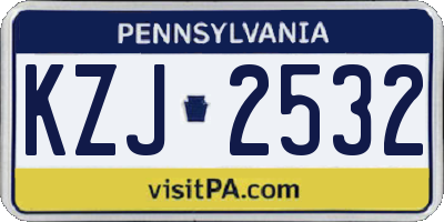 PA license plate KZJ2532