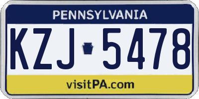 PA license plate KZJ5478