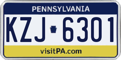 PA license plate KZJ6301