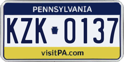 PA license plate KZK0137