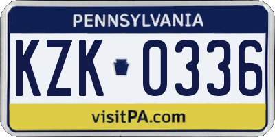PA license plate KZK0336