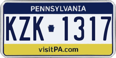 PA license plate KZK1317