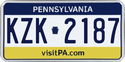 PA license plate KZK2187