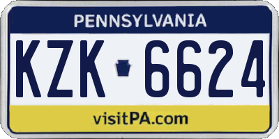 PA license plate KZK6624