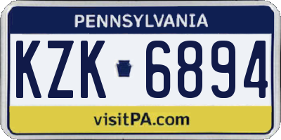 PA license plate KZK6894