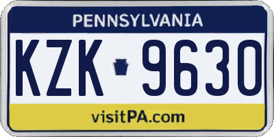 PA license plate KZK9630