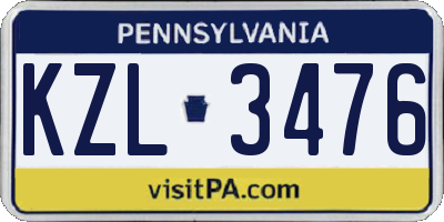 PA license plate KZL3476