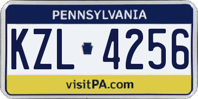 PA license plate KZL4256