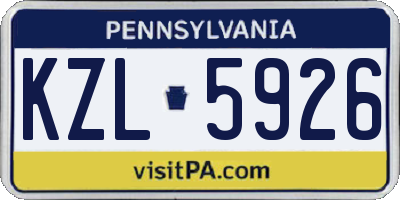 PA license plate KZL5926