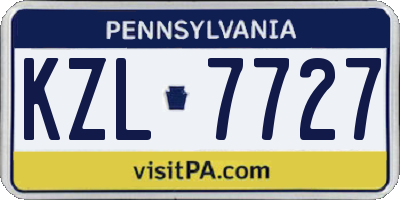 PA license plate KZL7727
