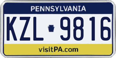 PA license plate KZL9816
