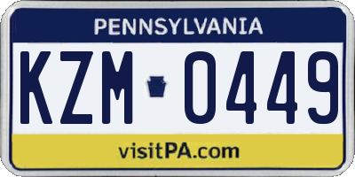 PA license plate KZM0449